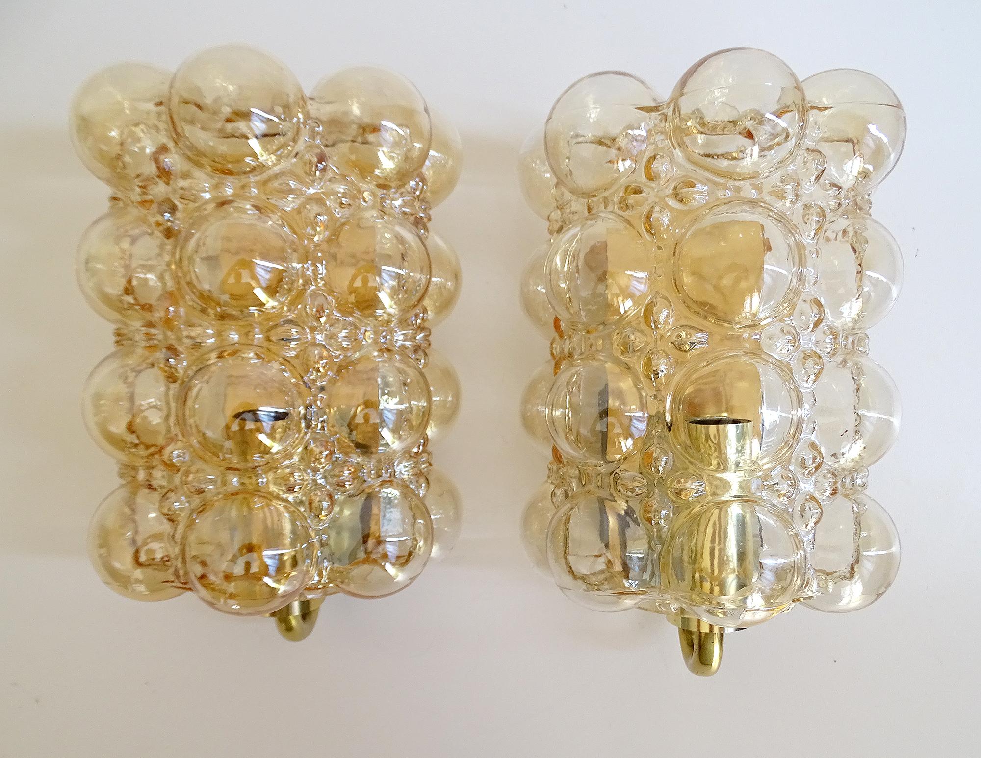 Brass Pair Limburg Glass Sconces, 1960s  For Sale