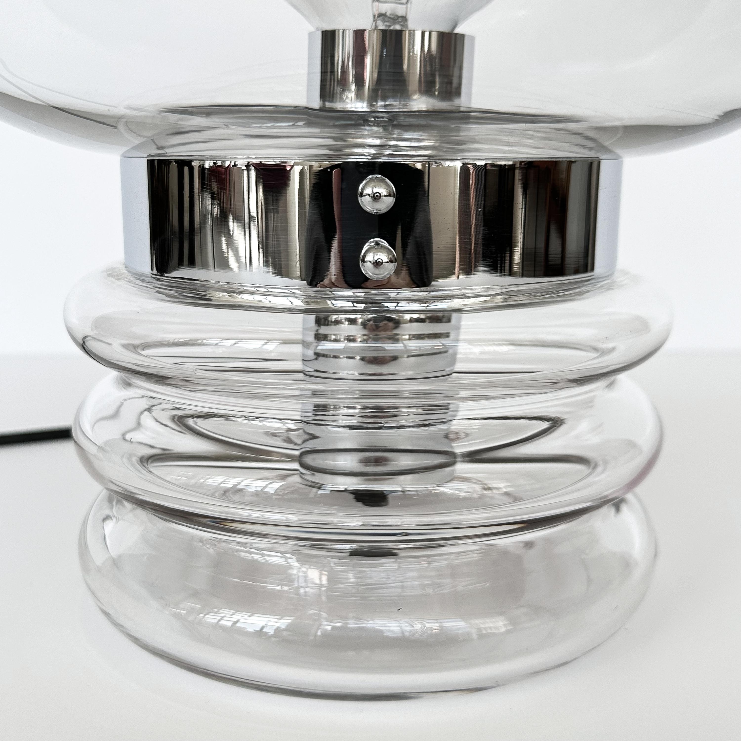 Pair Limburg Clear Glass and Chrome Table Lamps 4