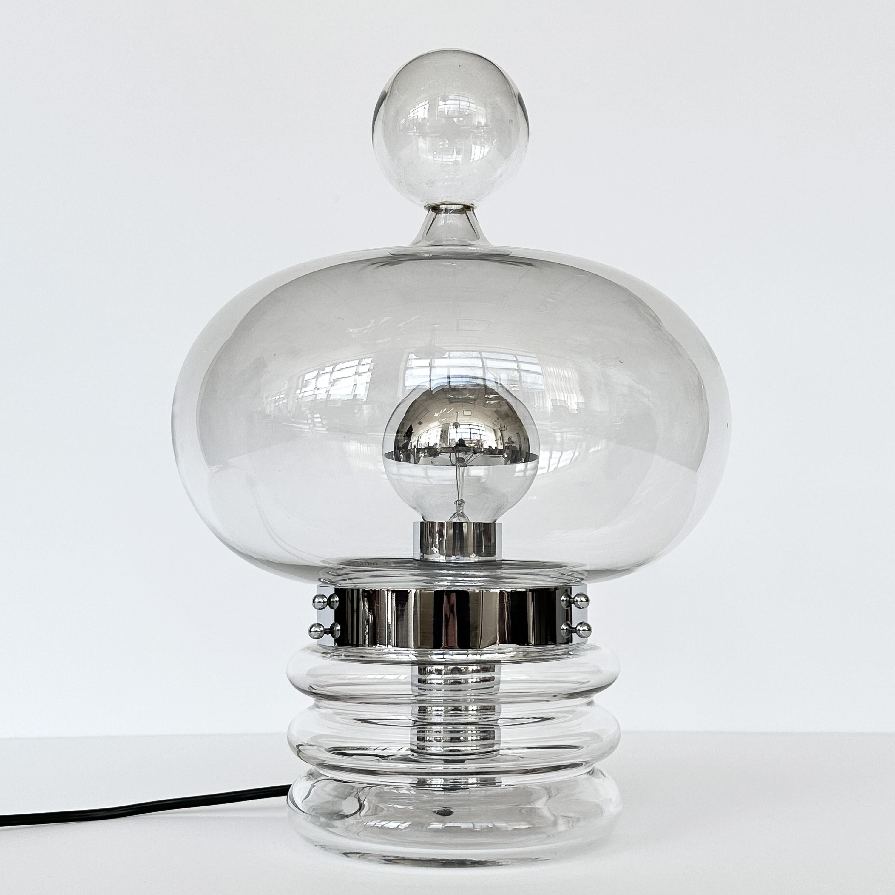 Pair Limburg Clear Glass and Chrome Table Lamps 1