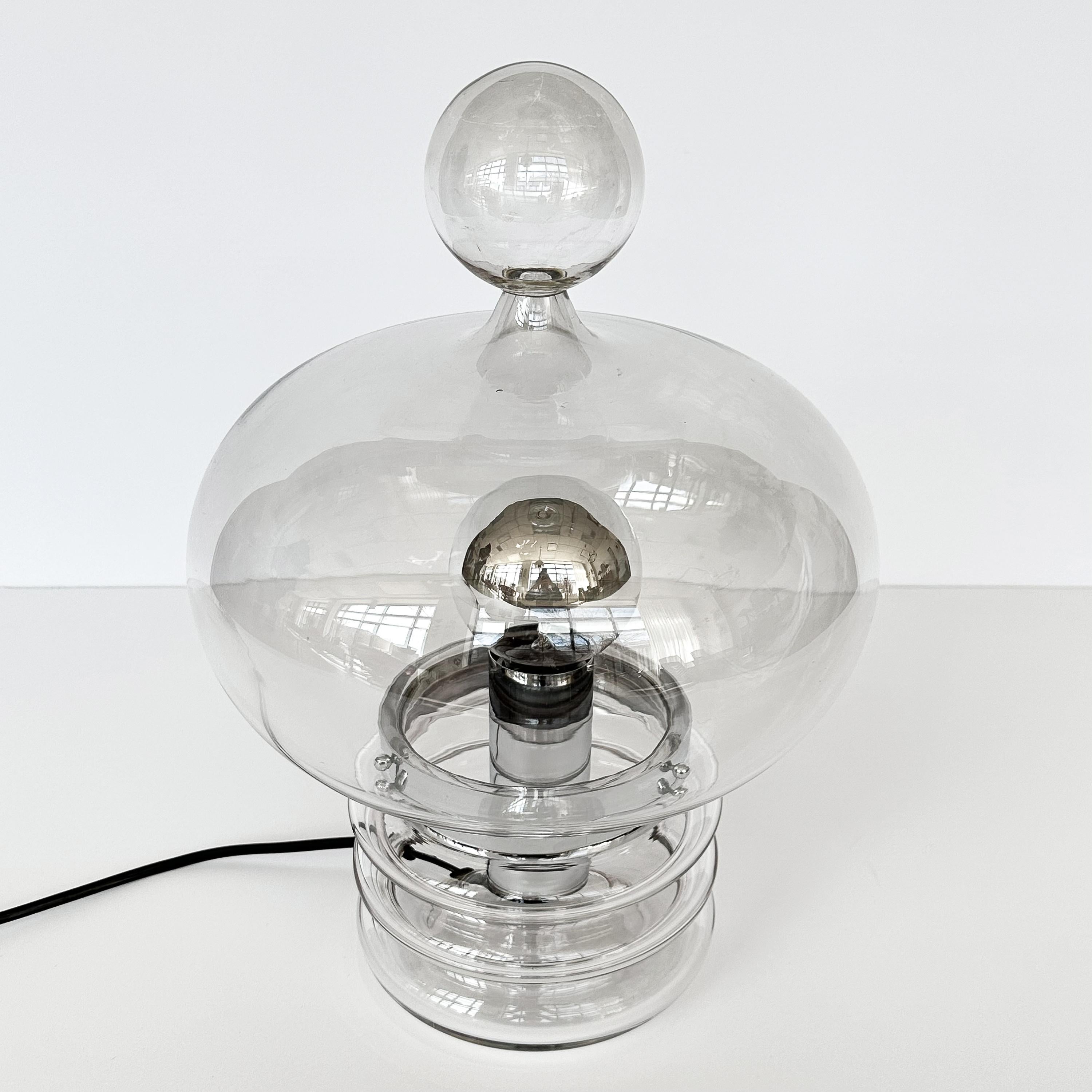 Pair Limburg Clear Glass and Chrome Table Lamps 2