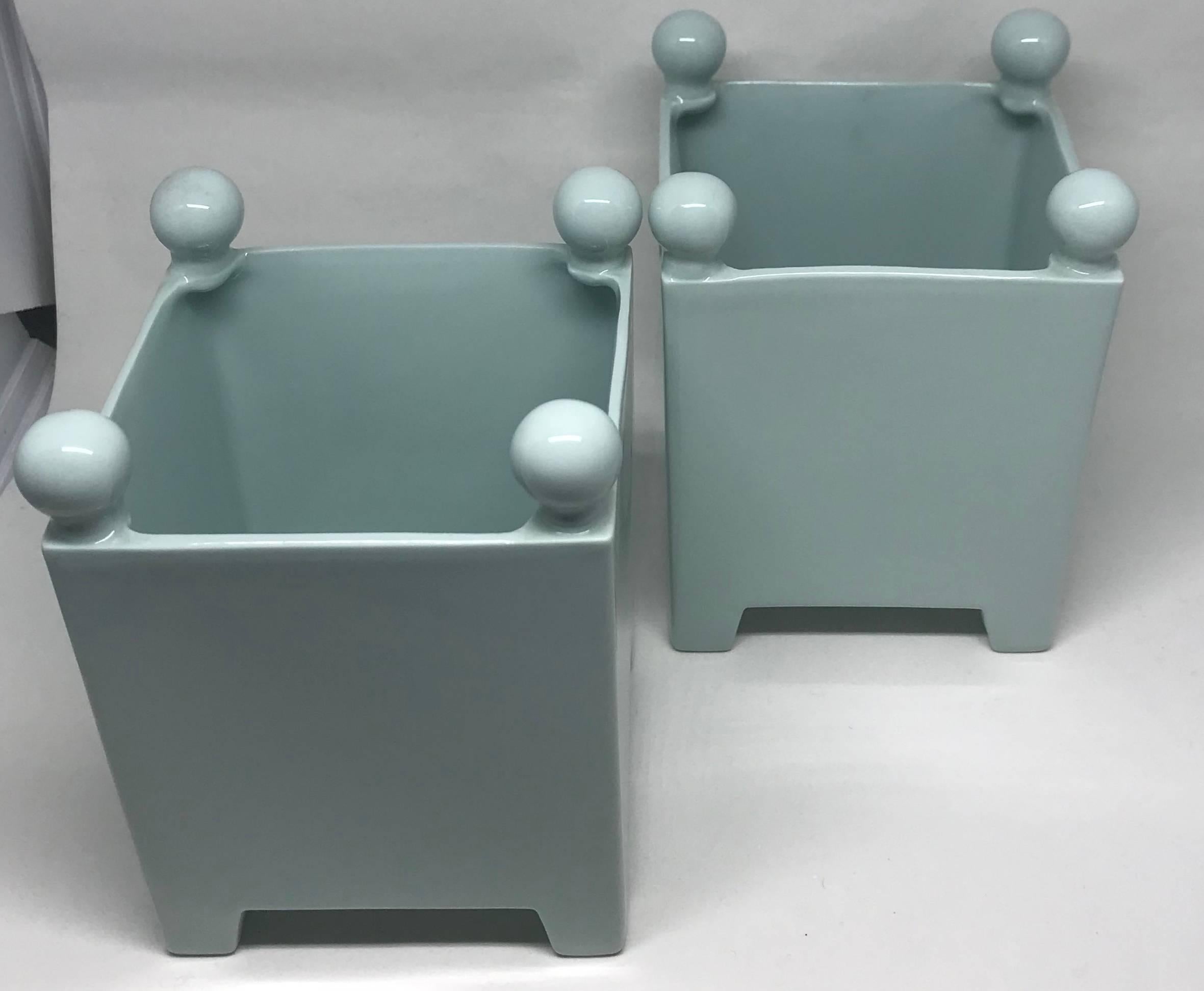 Mid-Century Modern Pair of Limoges Topiary Box Planters