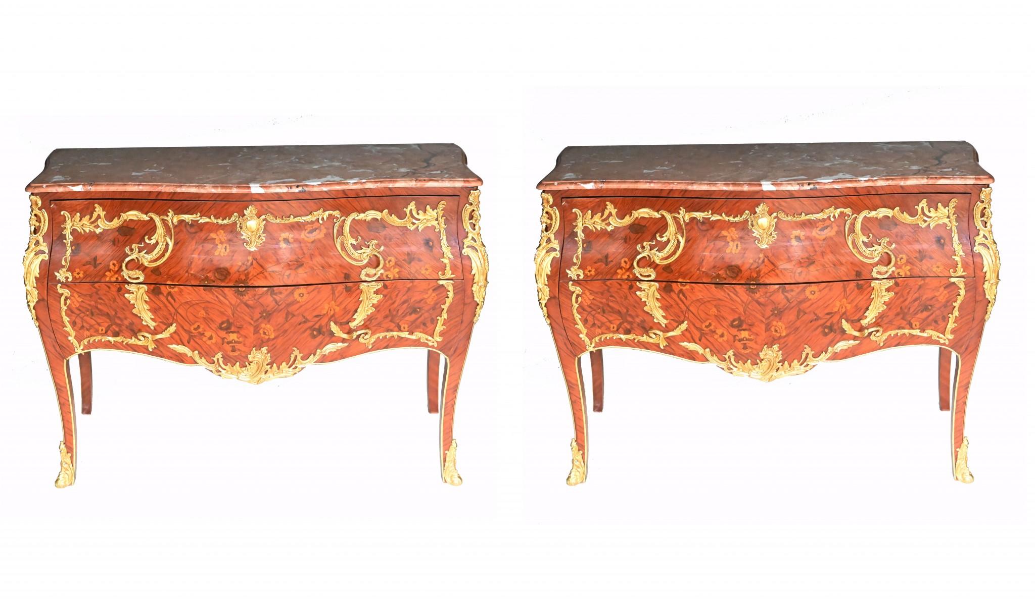 Pair Linke Commodes French Inlay Chest of Drawers In Good Condition For Sale In Potters Bar, GB