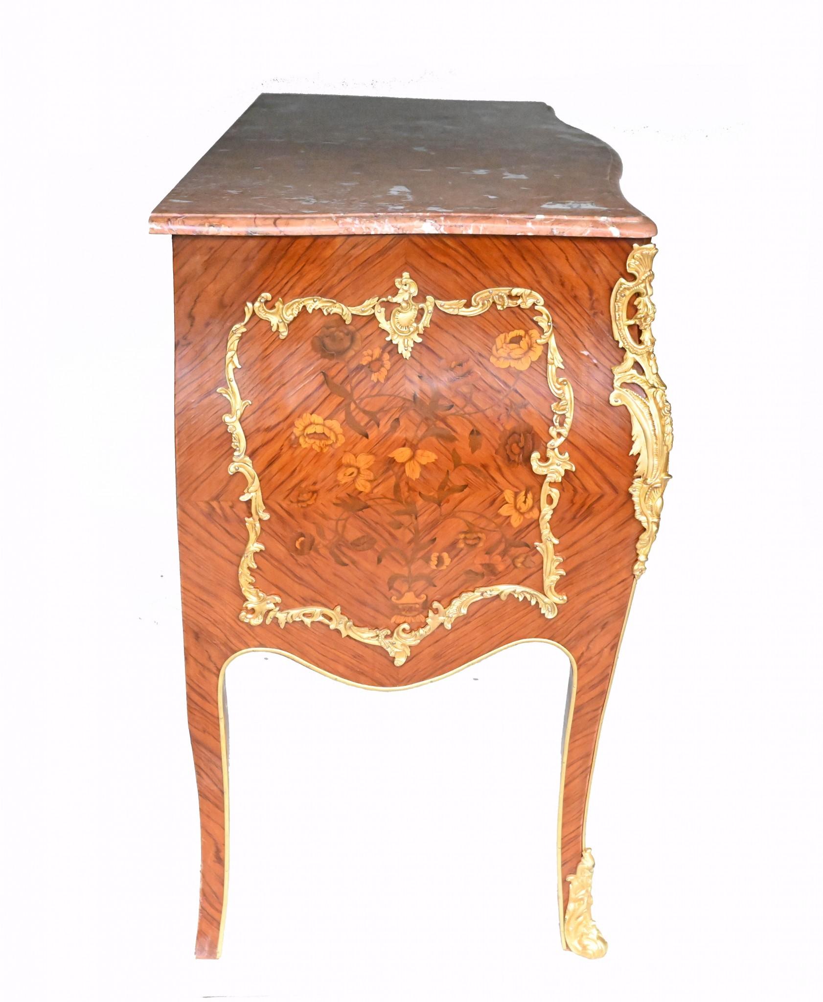 Wood Pair Linke Commodes French Inlay Chest of Drawers For Sale