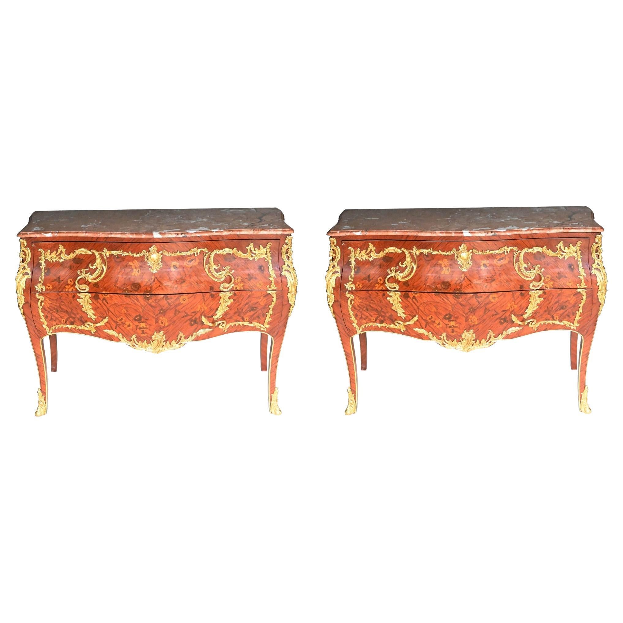 Pair Linke Commodes French Inlay Chest of Drawers For Sale