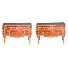Pair Linke Commodes French Inlay Chest of Drawers