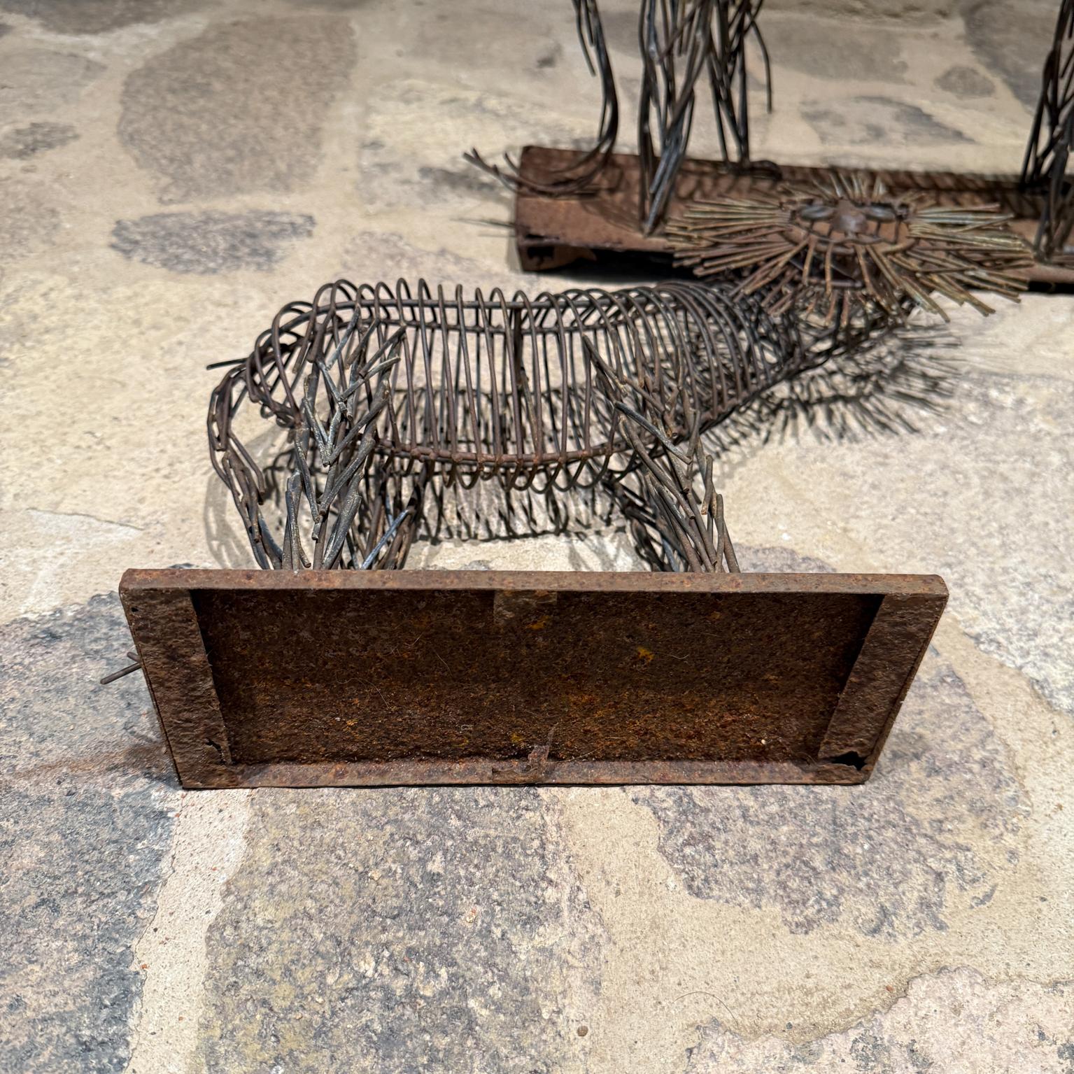 Pair Lions C Jere Iron Sculptures Mid Century For Sale 3