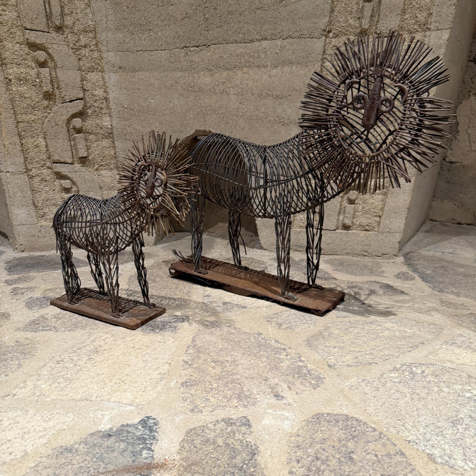 Mid-Century Modern Pair Lions C Jere Iron Sculptures Mid Century For Sale