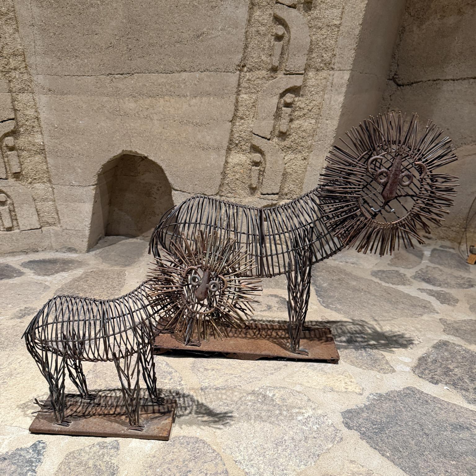 Pair Lions C Jere Iron Sculptures Mid Century For Sale 2