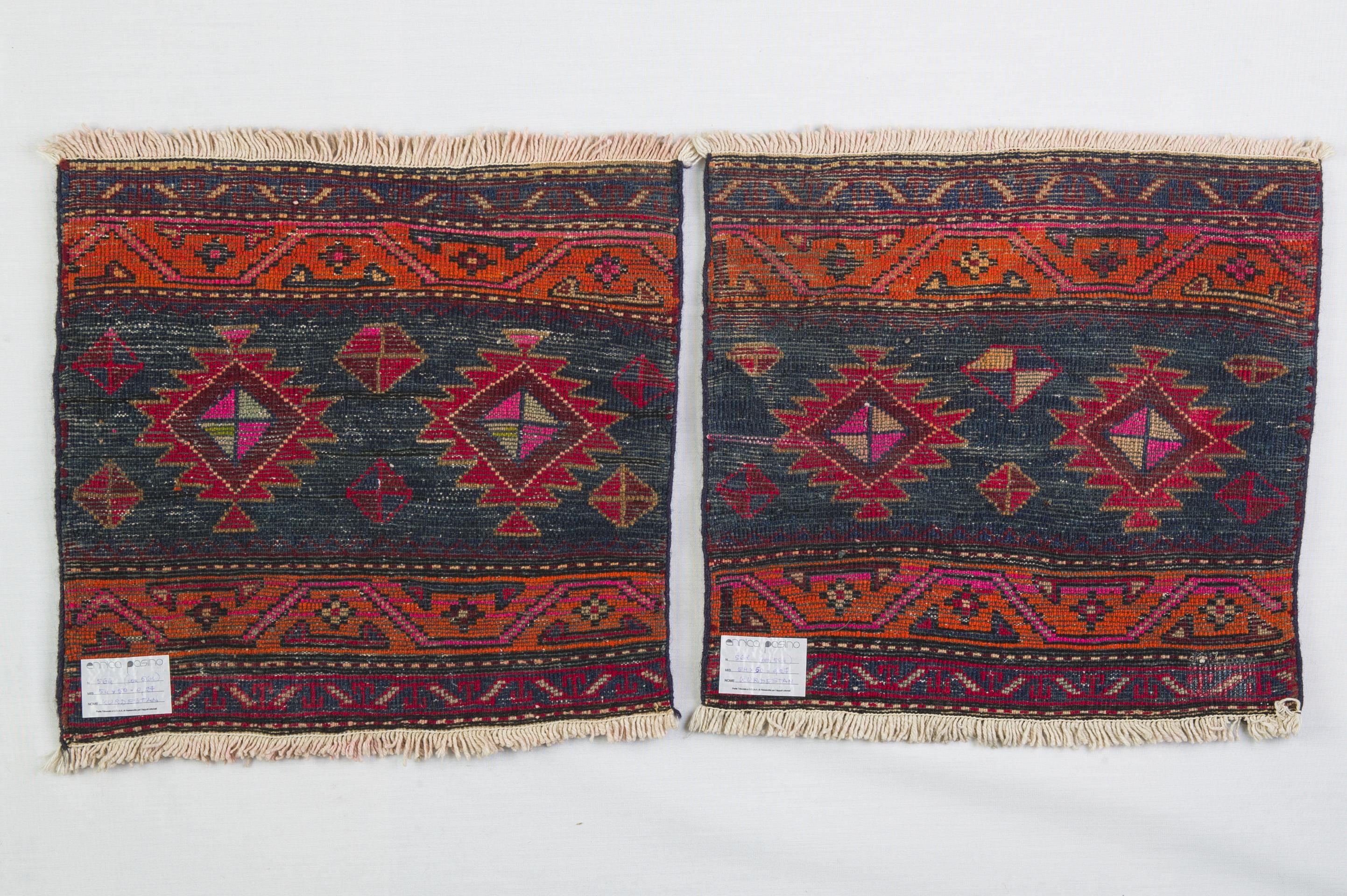 Turkish Pair Little Kurdestan Carpets, also for Cushions For Sale