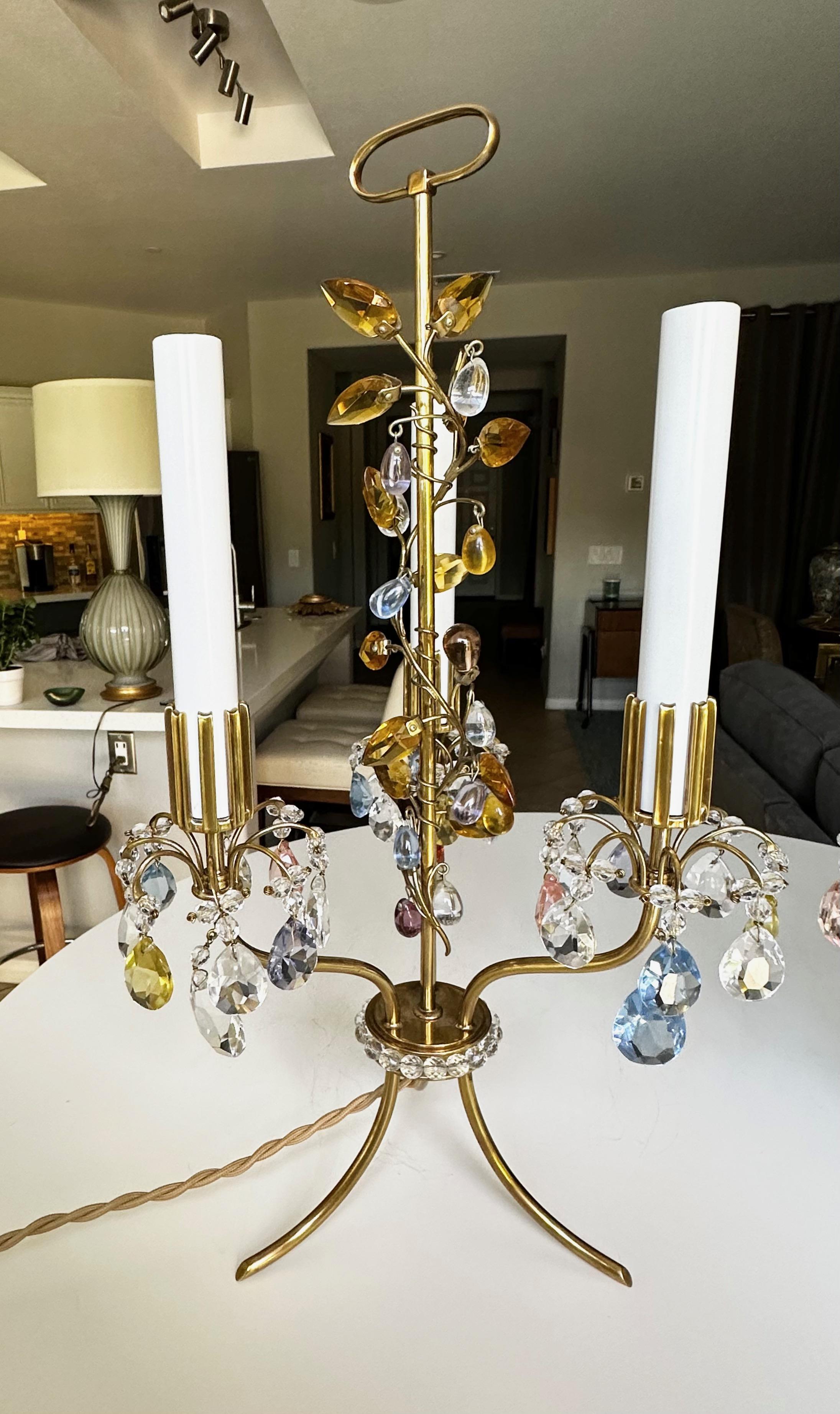 Pair Lobmeyr Haerdtl Crystal Brass Table Lamps For Sale 7