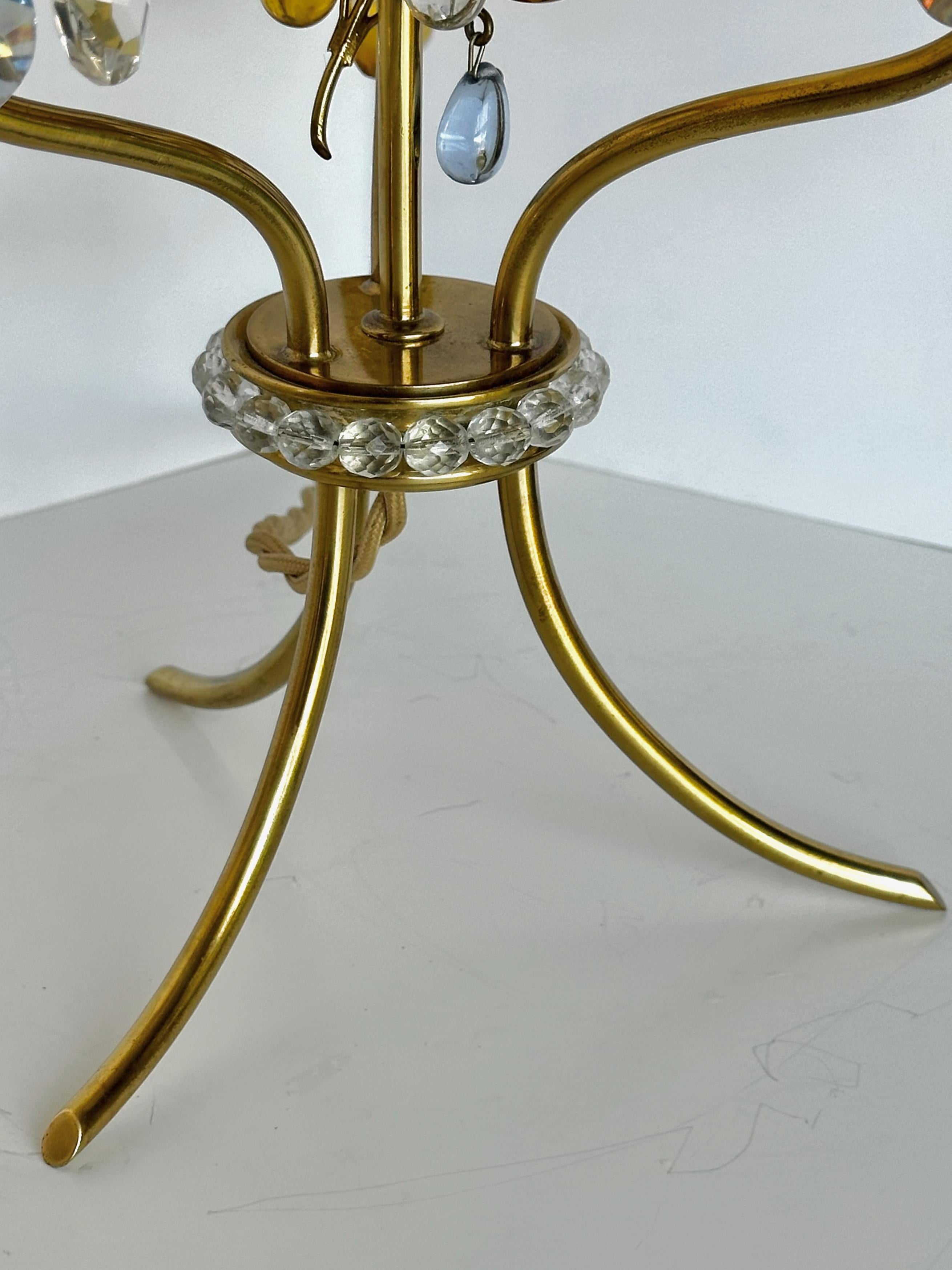 Pair Lobmeyr Haerdtl Crystal Brass Table Lamps For Sale 9