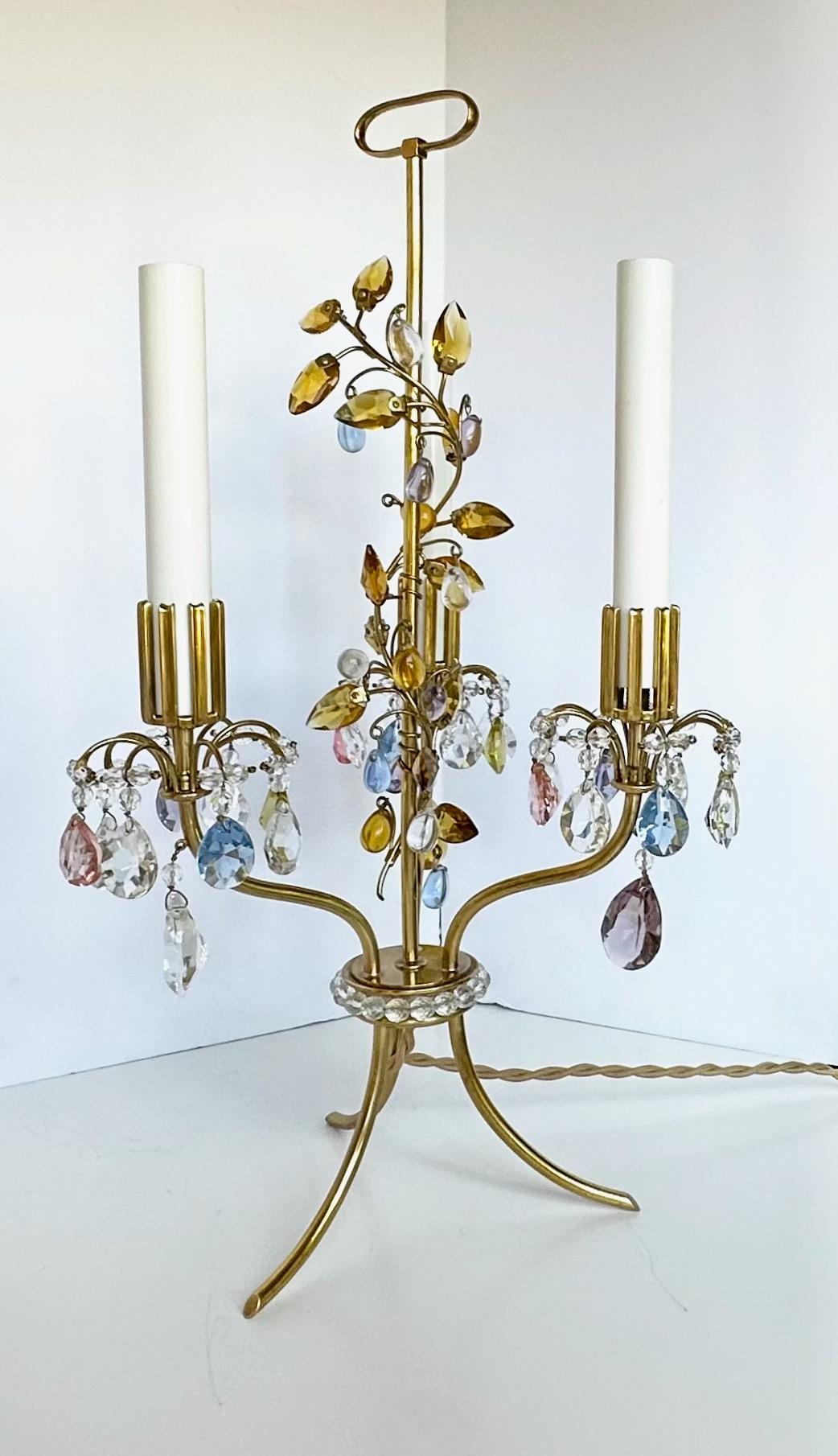 Pair Lobmeyr Haerdtl Crystal Brass Table Lamps For Sale 10