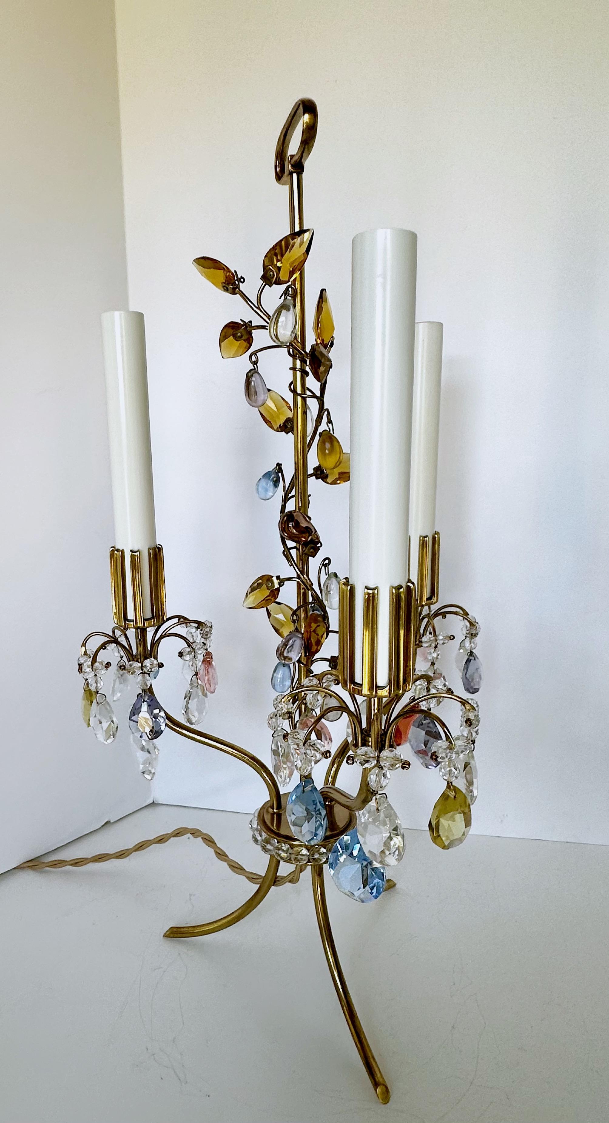 Paire de lampes de bureau Lobmeyr Haerdtl en laiton et cristal en vente 11