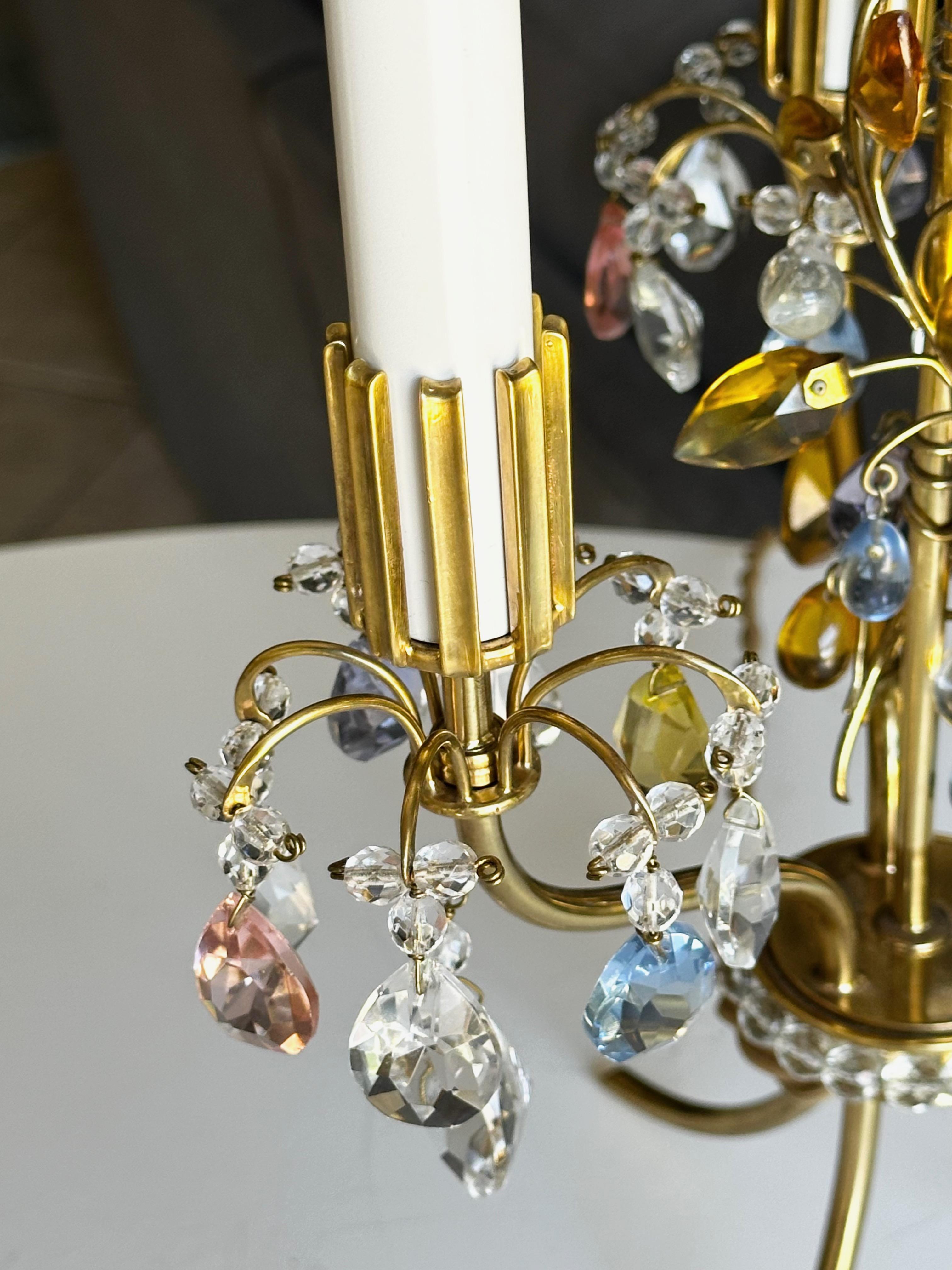 Pair Lobmeyr Haerdtl Crystal Brass Table Lamps For Sale 4