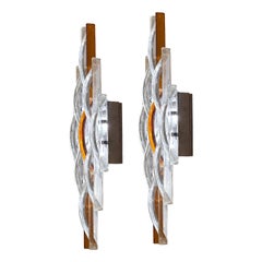 Pair of Tall Poliarte Murano Glass Arch Sconces