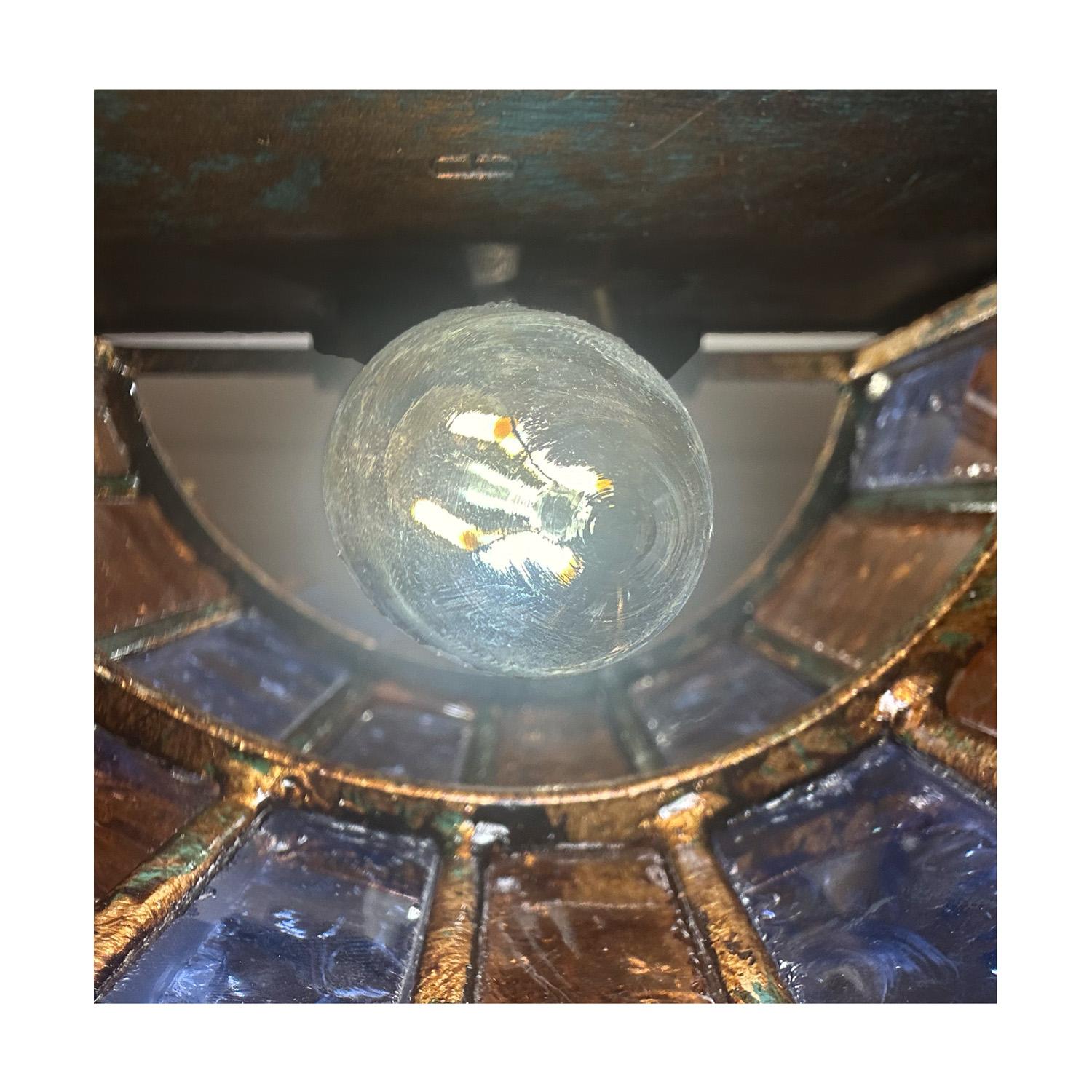 Pair Longobard Pink & Amethyst Hammered Murano Glass and Wrought Iron Sconces In Good Condition For Sale In New York, NY
