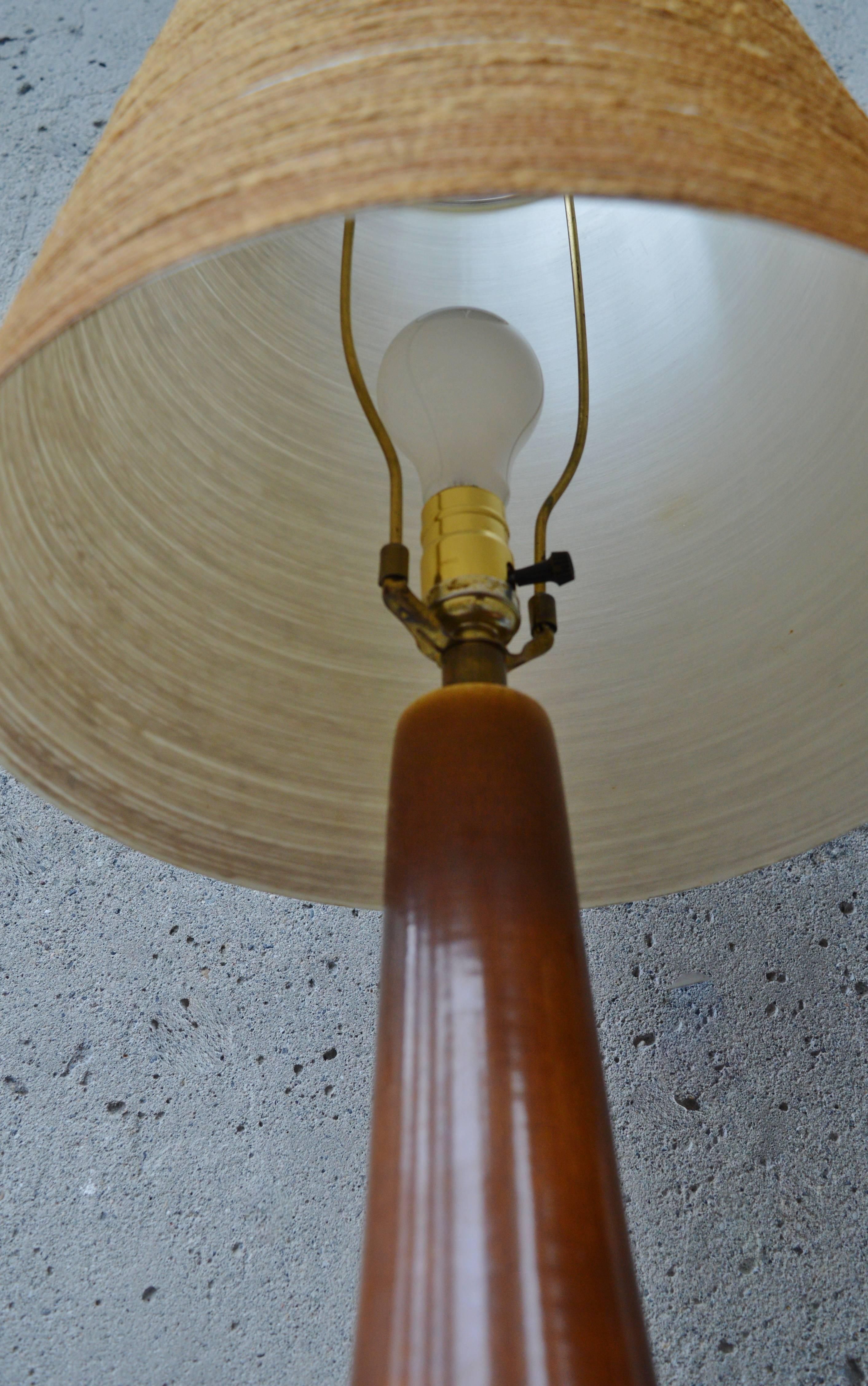 Lotte & Gunnar Bostlund Caramel Ceramic Lamps, Fibreglass Shades with Jute, Pair 1