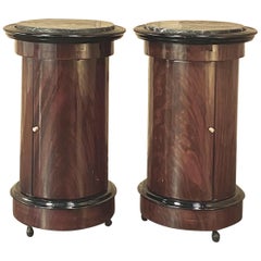 Pair of Louis Philippe Style Mahogany Marble Top Nightstands