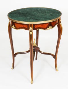 Pair Louis Revival Green Marble Topped Occasional Tables 20th Century
