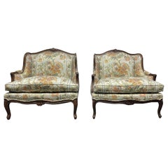 Pair Louis XIV Vintage Style Oversized Chairs