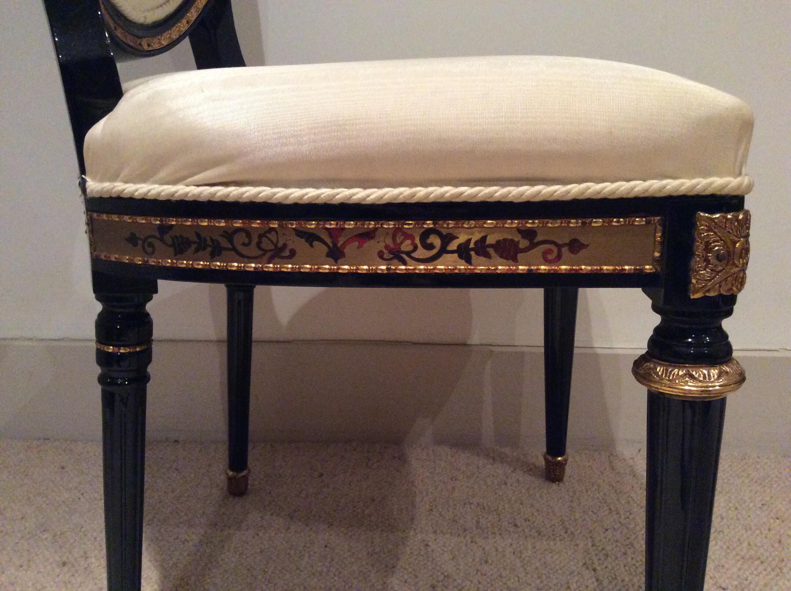 French Pair of Louis XIV Boulle style inlaid Side Chairs
