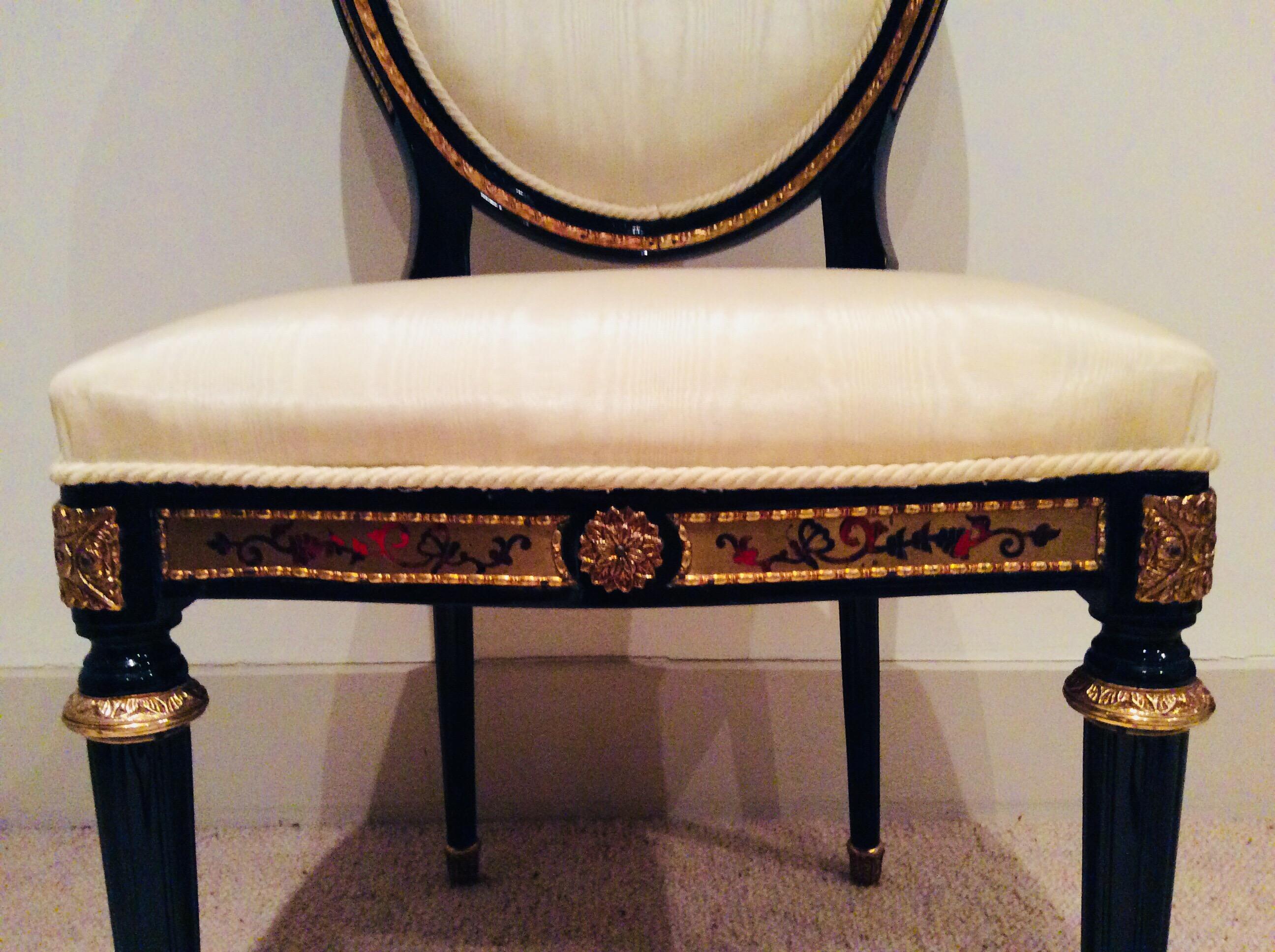 Pair of Louis XIV Boulle style inlaid Side Chairs 1