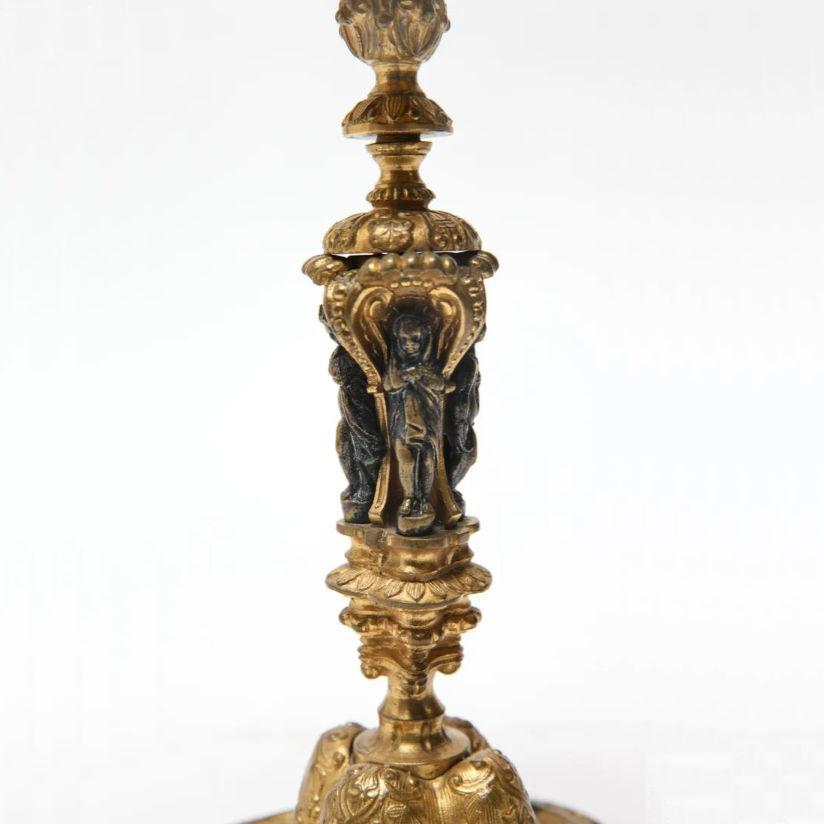 Pair Louis XIV Style Gilt Bronze Candlesticks For Sale 1