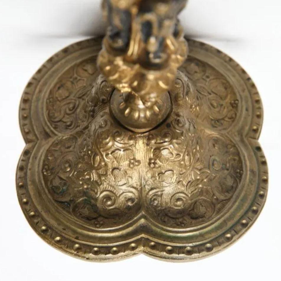 Pair Louis XIV Style Gilt Bronze Candlesticks For Sale 2