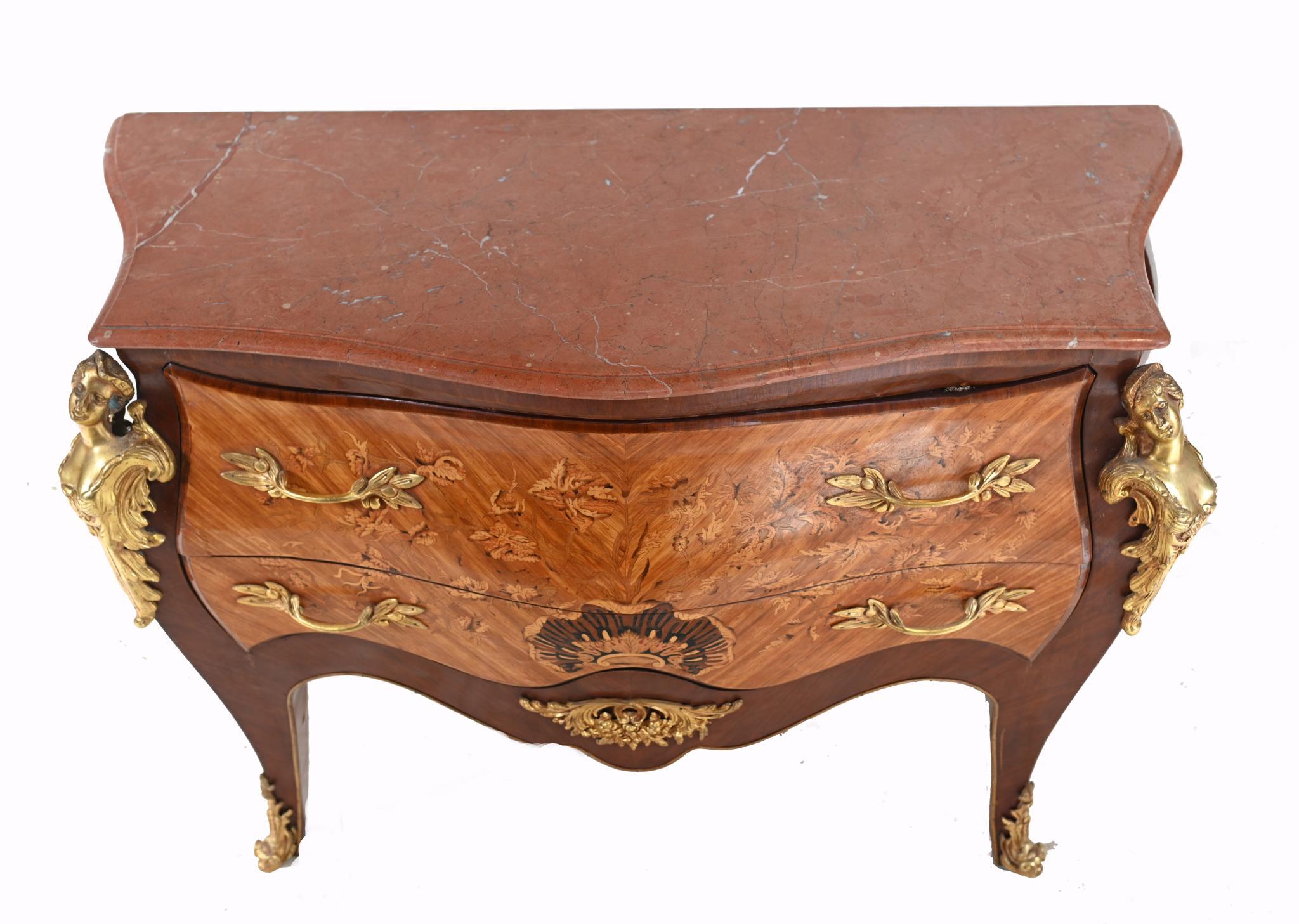 Pair Louis XV Commodes Bombe Chest Drawers Gilt Linke For Sale 2