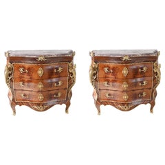Coppia di Commodes Luigi XV Cassettiera francese a bombe