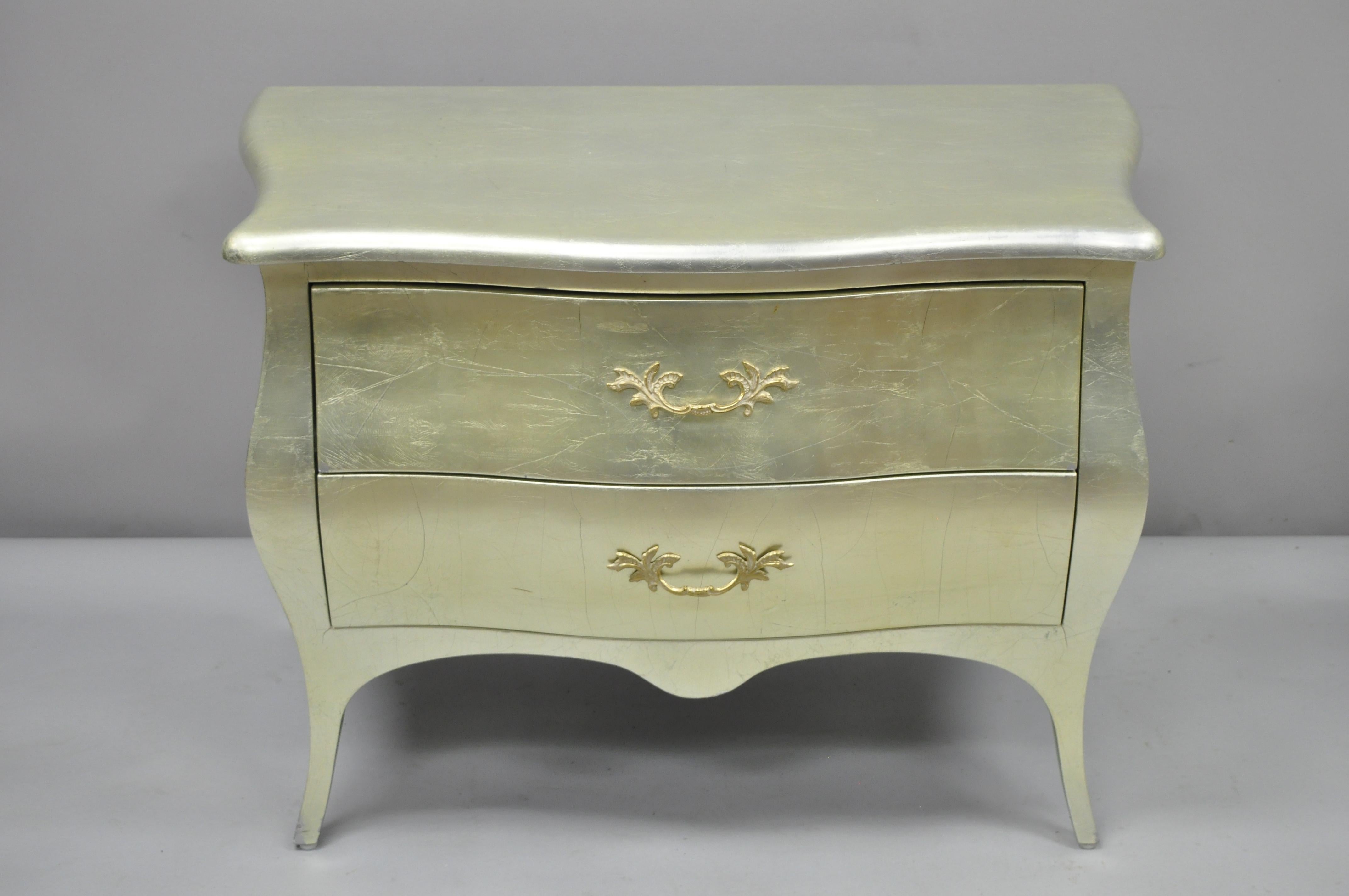 Colombian Louis XV French Hollywood Regency Style Bombe Commode Nightstands, Jimeco, Pair