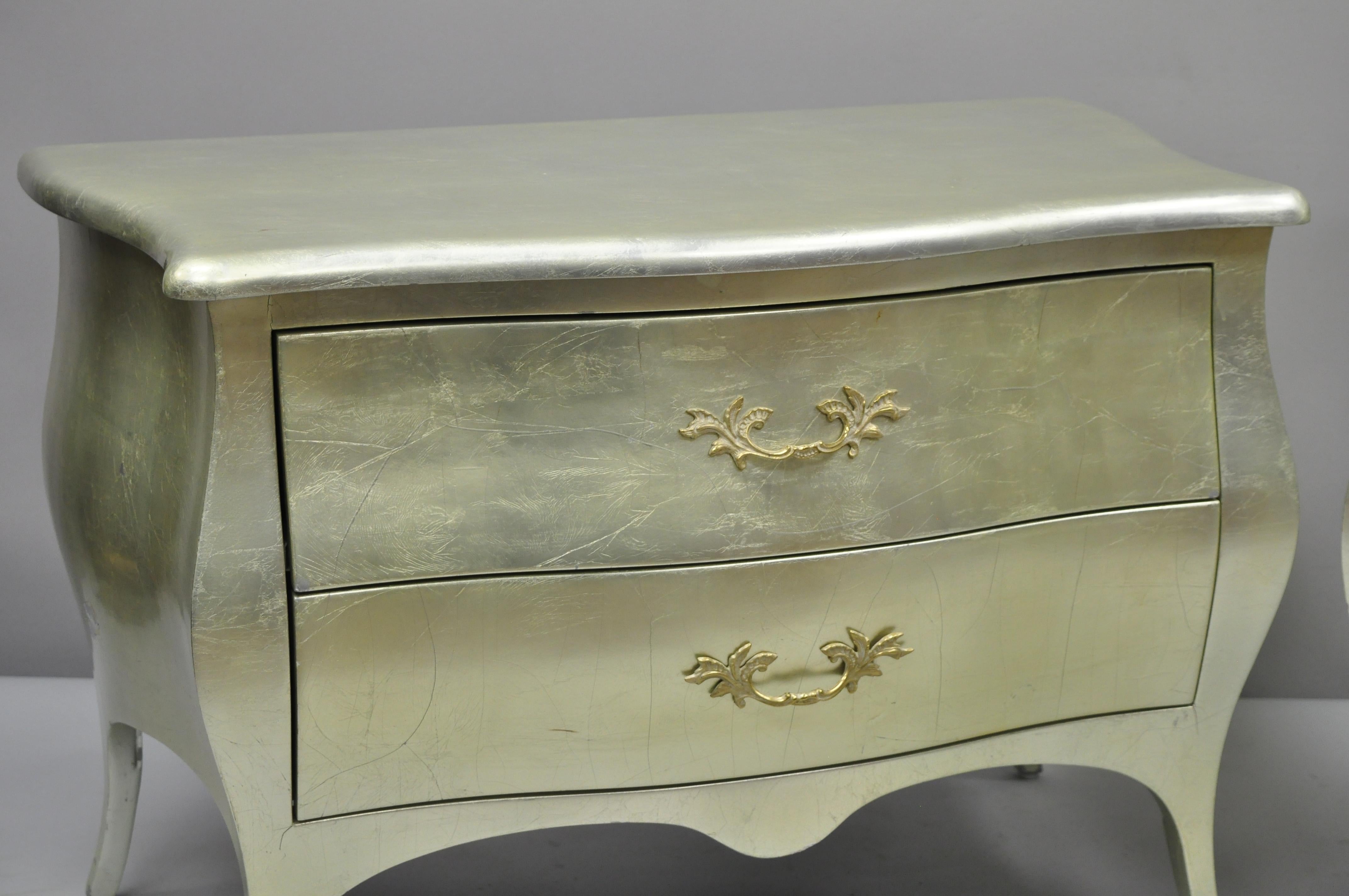 20th Century Louis XV French Hollywood Regency Style Bombe Commode Nightstands, Jimeco, Pair