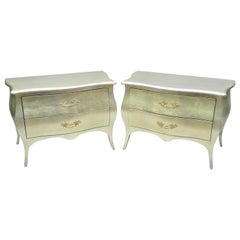 Louis XV French Hollywood Regency Style Bombe Commode Nightstands, Jimeco, Pair