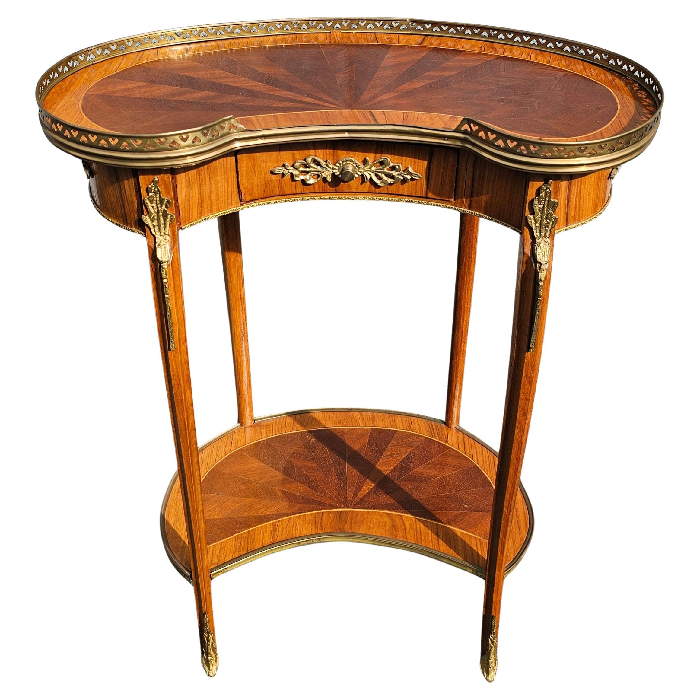 Pair Louis XV Ormolu Mounted Galleried Tulipwood And Kingwood Table Ambulante For Sale 5