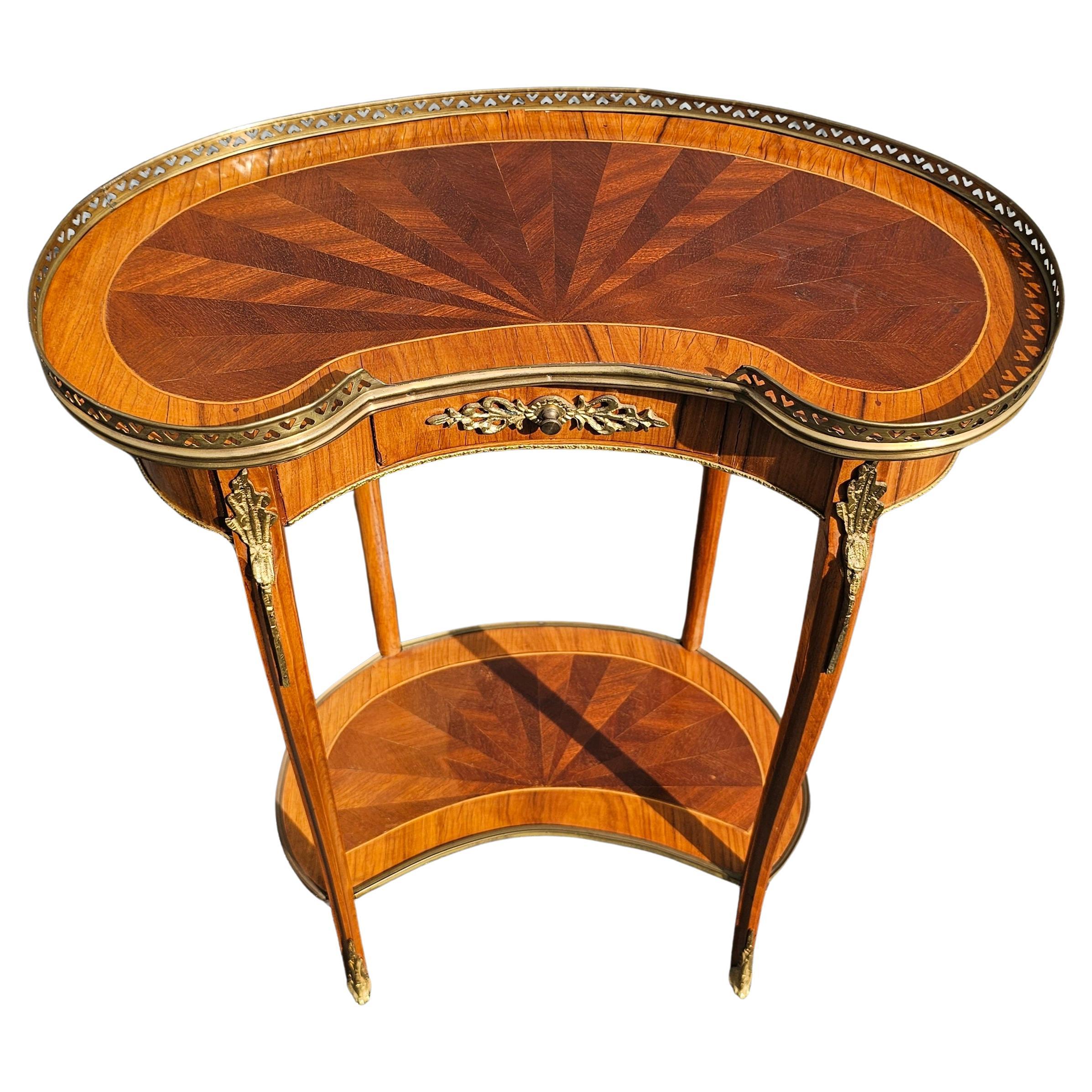 Pair Louis XV Ormolu Mounted Galleried Tulipwood And Kingwood Table Ambulante For Sale 3