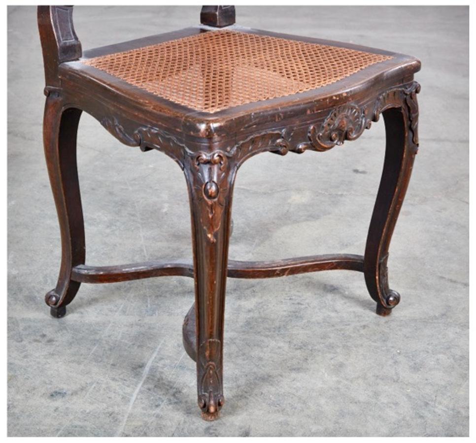 Hand-Carved Pair Louis XV/Regence-Style Side Chairs For Sale