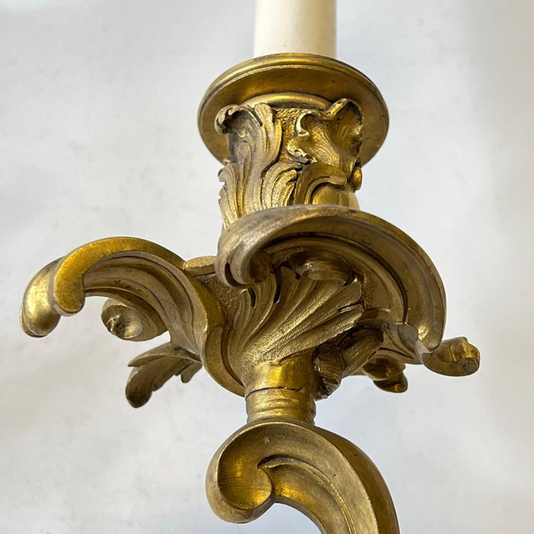 Pair Louis XV Rococo Style Gilt Bronze Two Light Sconces For Sale at ...