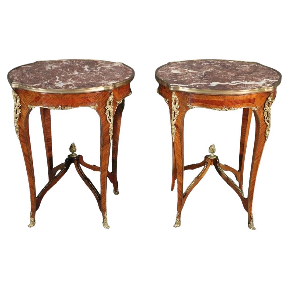 Paar Louis XV Stil Bronze montiert Breccia Brown  Beistelltische mit Marmorplatte