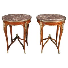 Paar Louis XV Stil Bronze montiert Breccia Brown  Beistelltische mit Marmorplatte