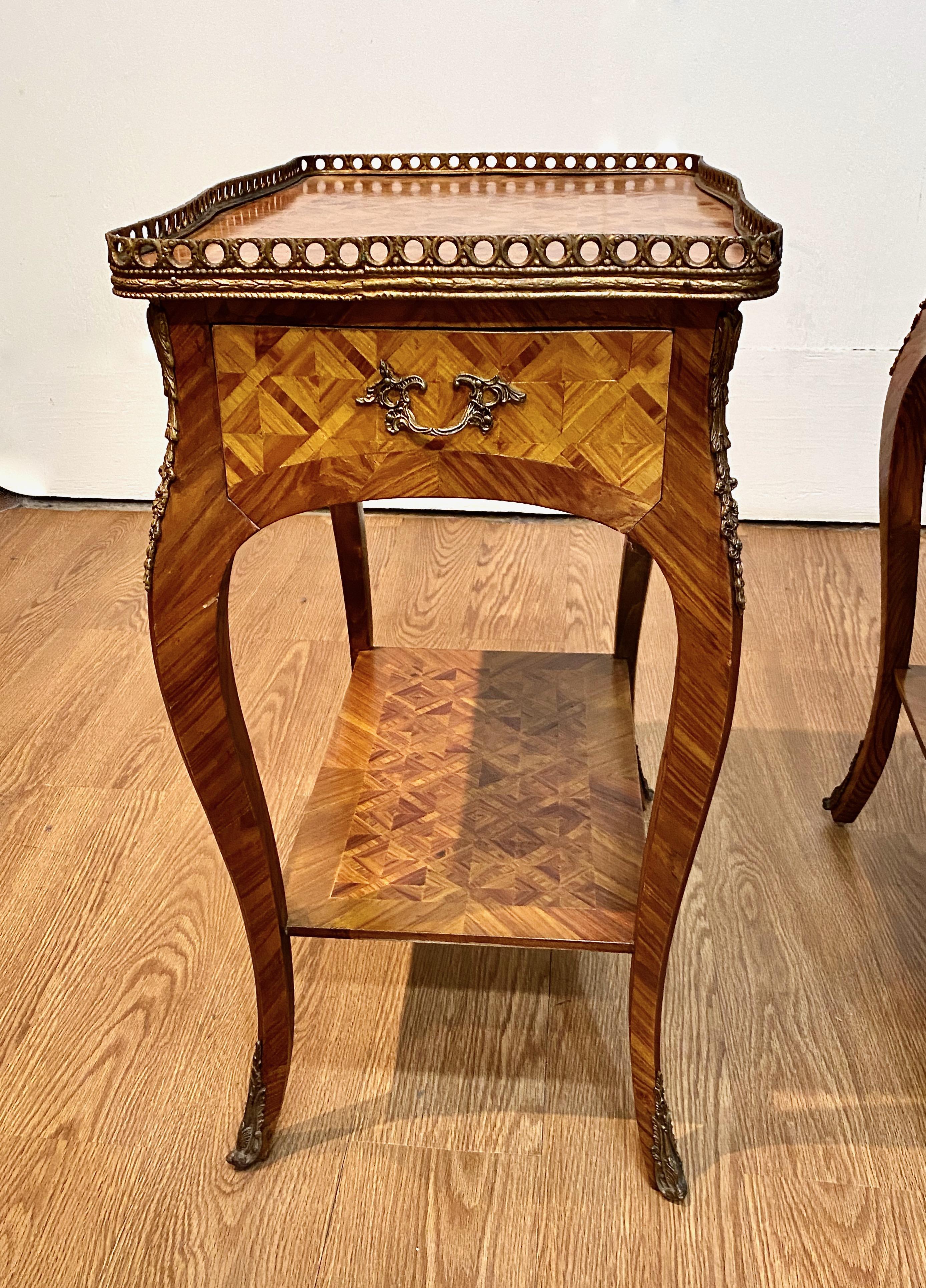 Brass Pair Louis XV-Style End or Side Tables