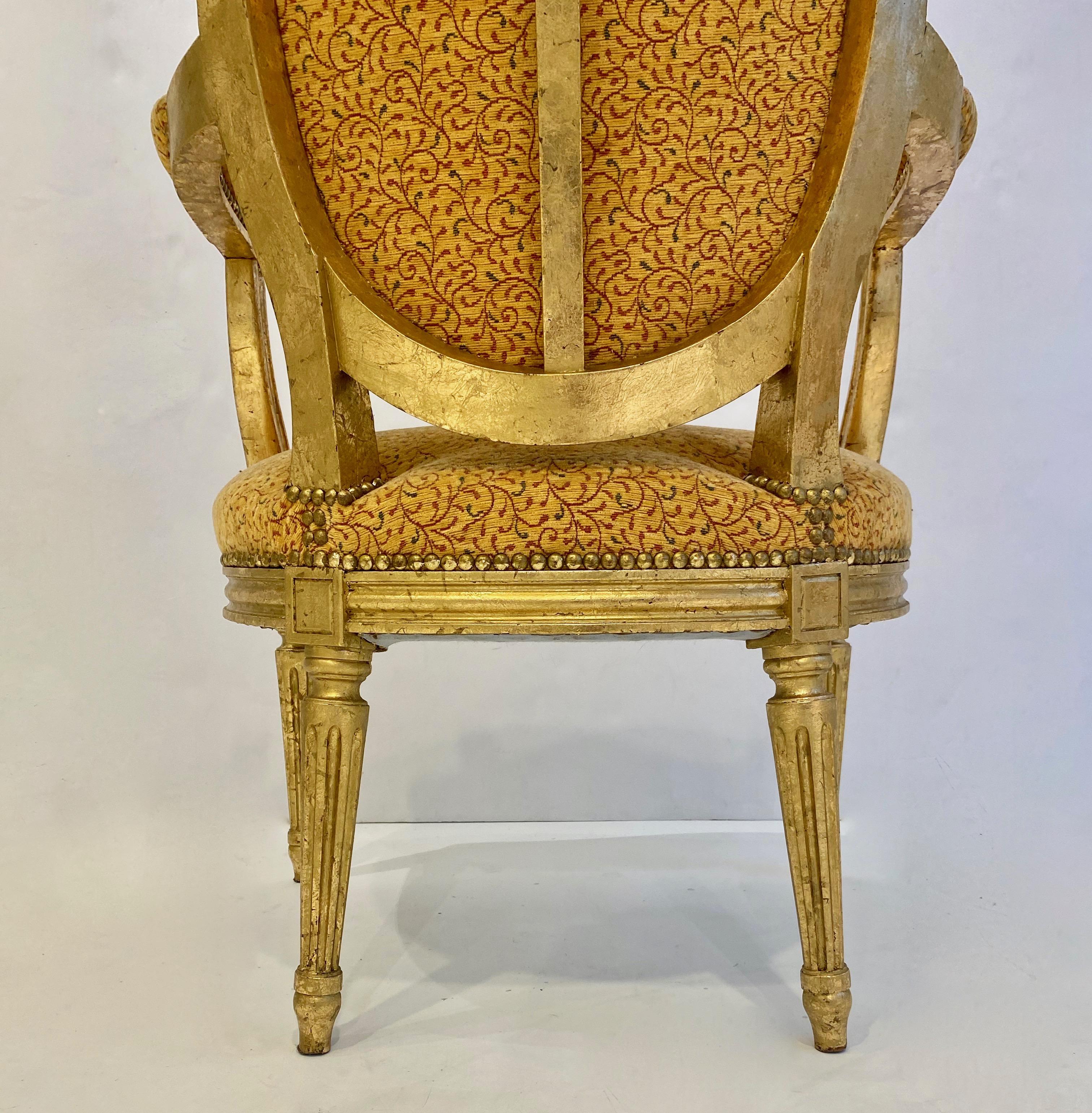 Chenille Pair of Louis XV Style Giltwood Fauteuils