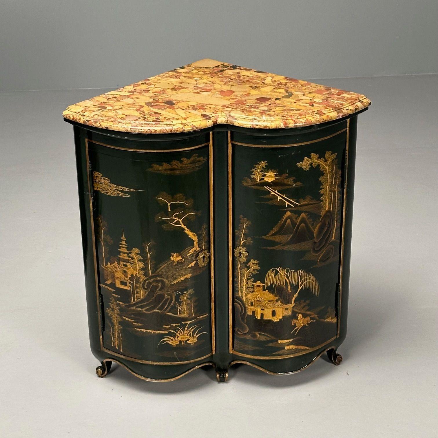 Pair Louis XV Style Japanned Corner Cabinets / Encoignures, Christies Provenance For Sale 4