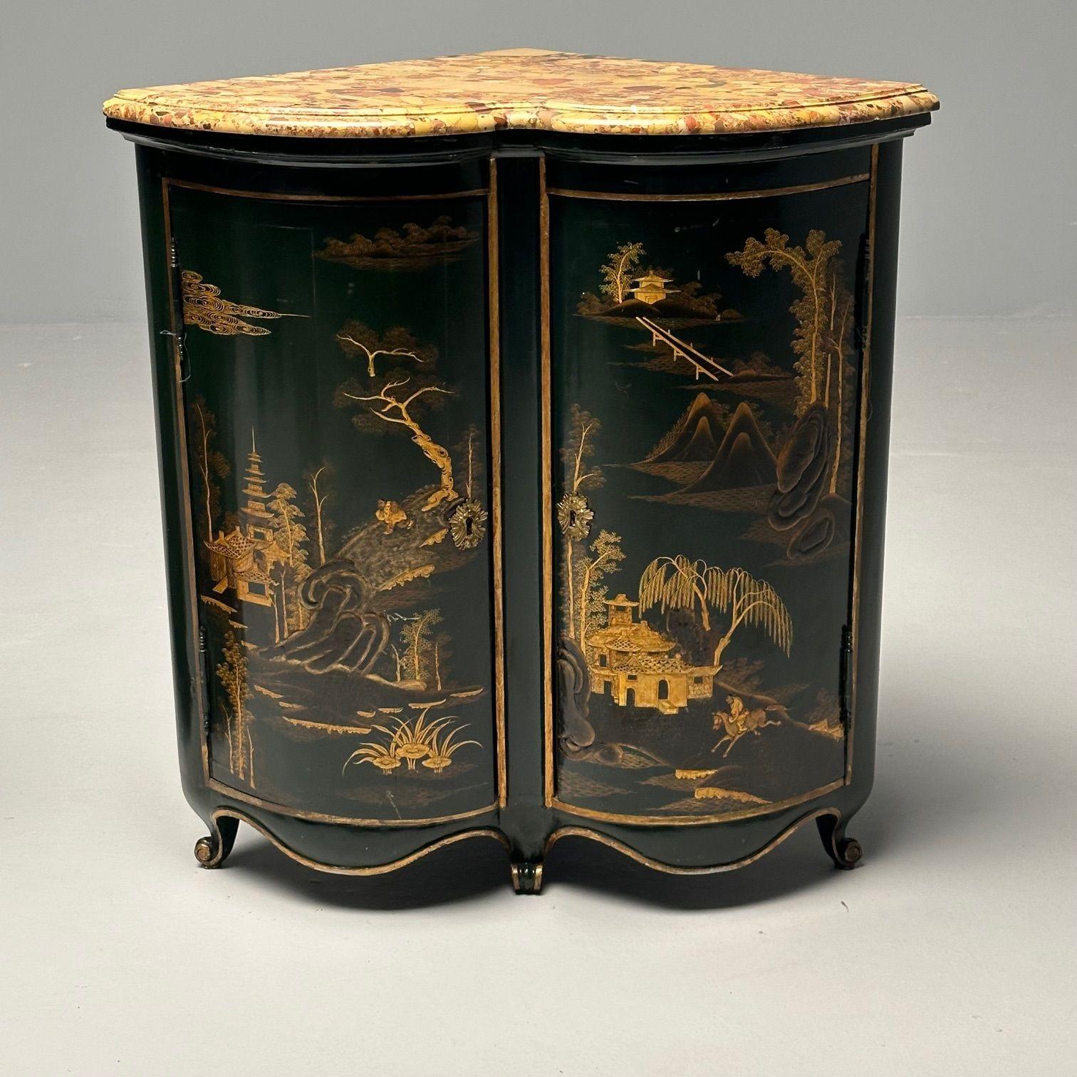 Pair Louis XV Style Japanned Corner Cabinets / Encoignures, Christies Provenance For Sale 11