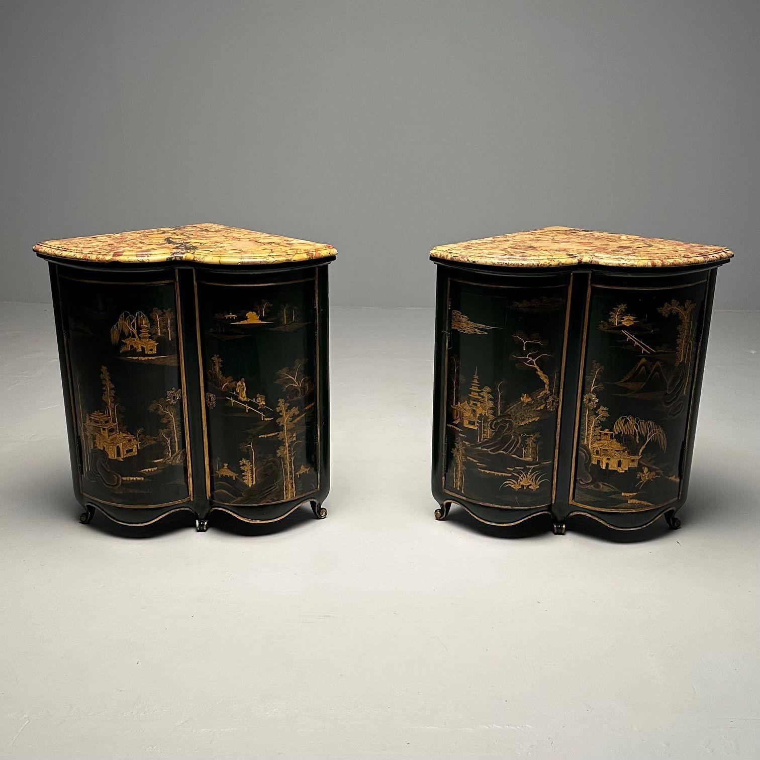 Pair Louis XV Style Japanned Corner Cabinets / Encoignures, Christies Provenance For Sale 12