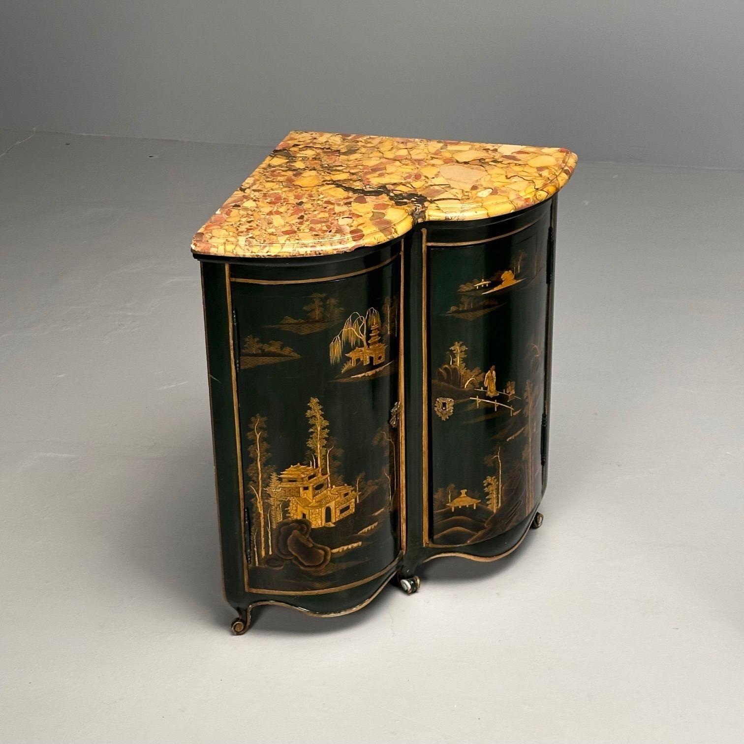 Pair Louis XV Style Japanned Corner Cabinets / Encoignures, Christies Provenance For Sale 1