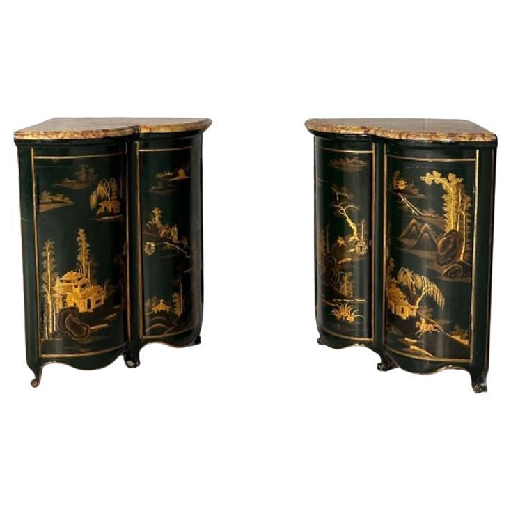 Pair Louis XV Style Japanned Corner Cabinets / Encoignures, Christies Provenance For Sale