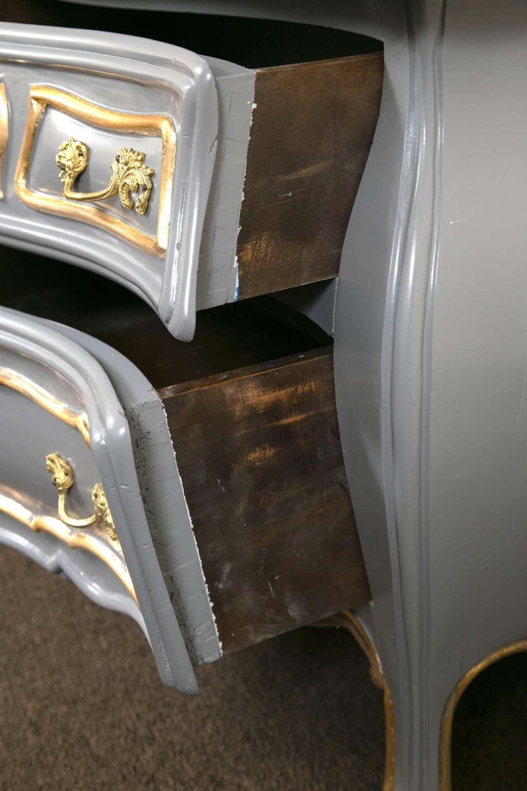 Pair Louis XV Style Parcel Paint and Gilt Decorated Bombe Commodes ...