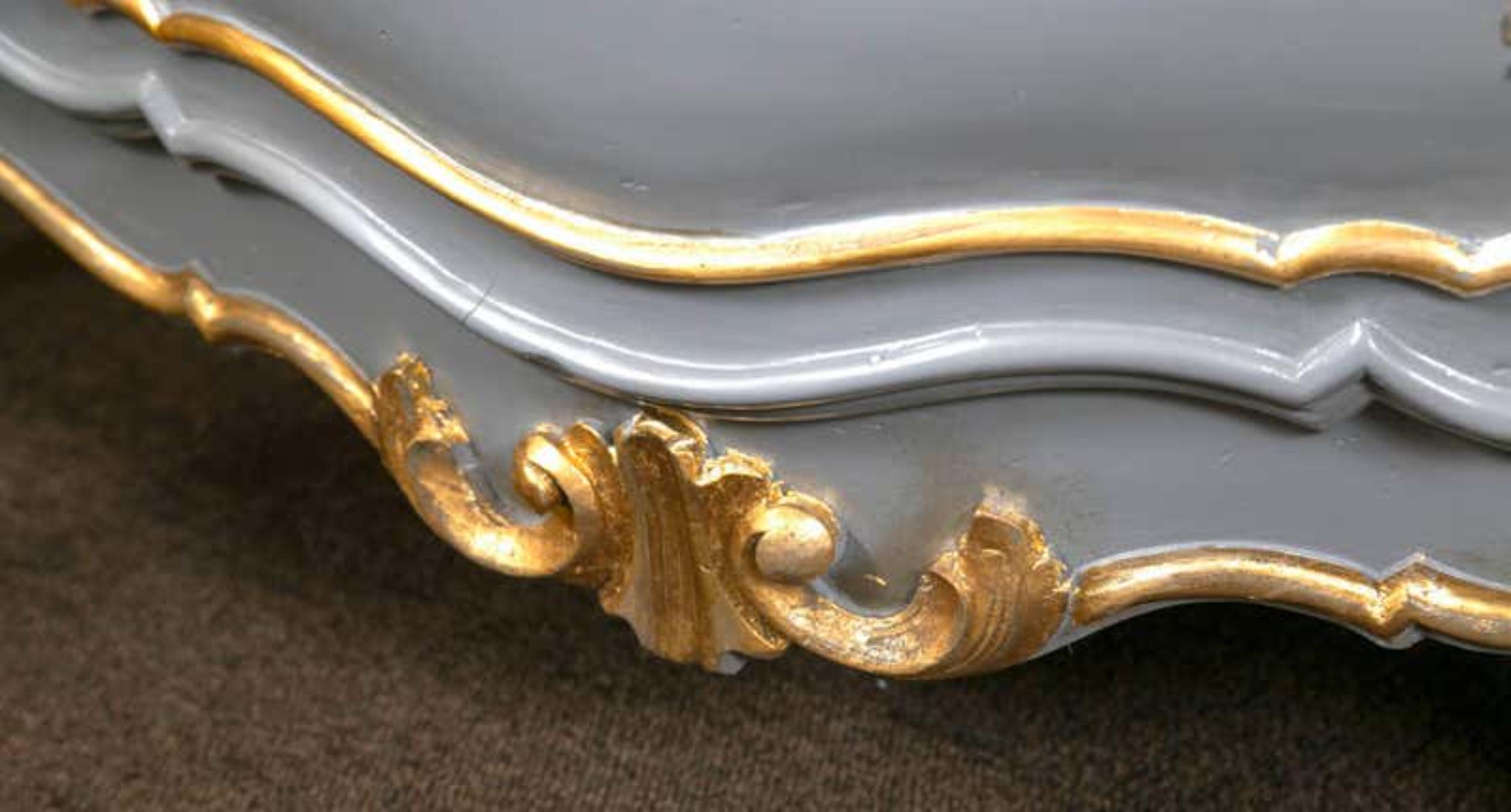 Wood Pair Louis XV Style Parcel Paint and Gilt Decorated Bombe Commodes Nightstands