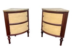 Pair Louis XVI Carved Wood and Faux Painted Angolier Corner Cabinets