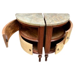 Pair Louis XVI Carved Wood and Faux Painted Angolier Corner Cabinets